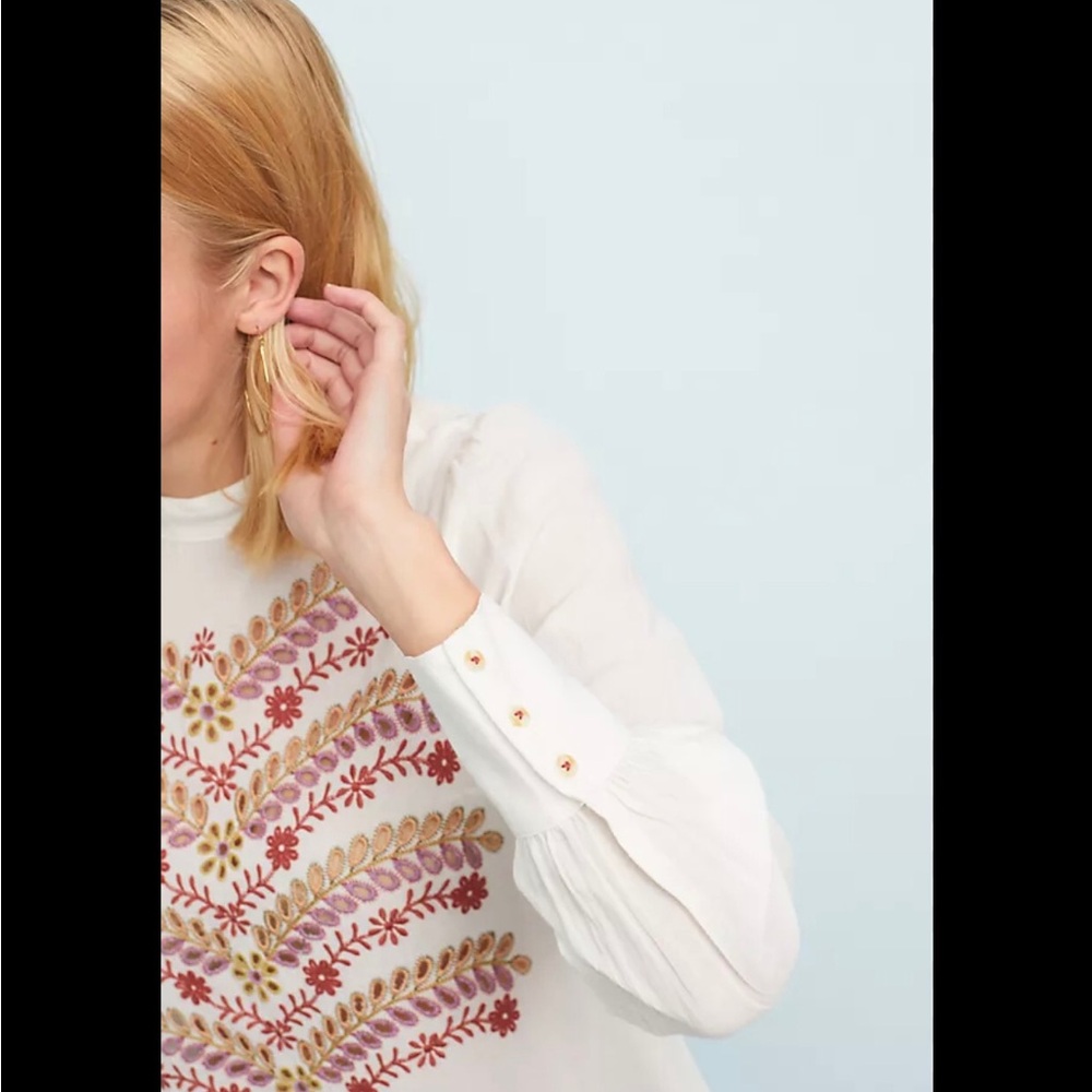 NWT Anthropologie Meadow Rue Daphne Embroidered Blouse - Picture 4 of 12